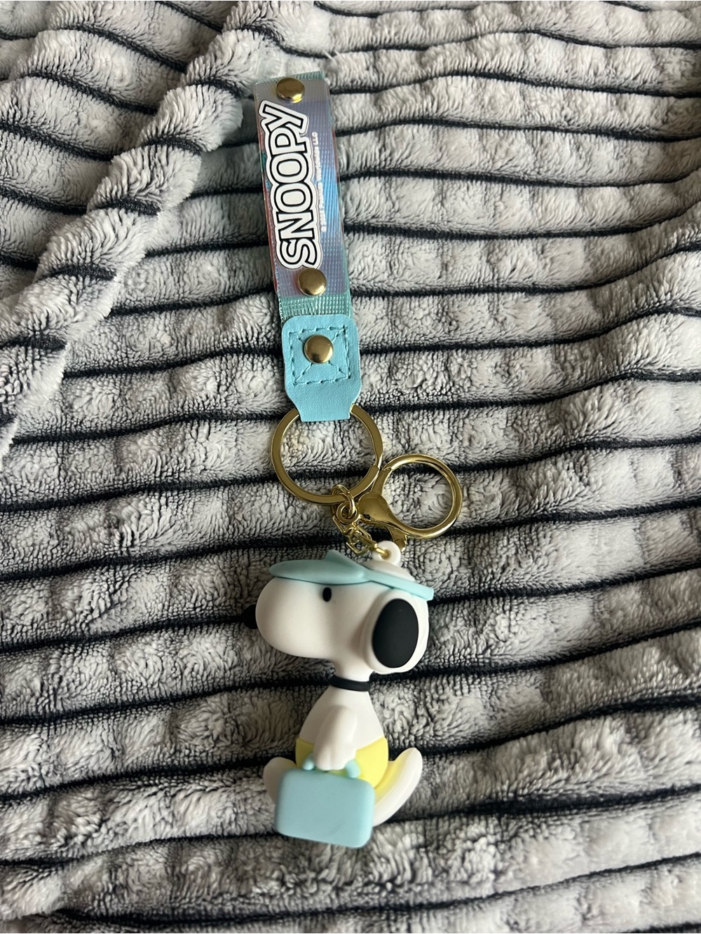 Snoopy Blue Keychain with Luggage Charm